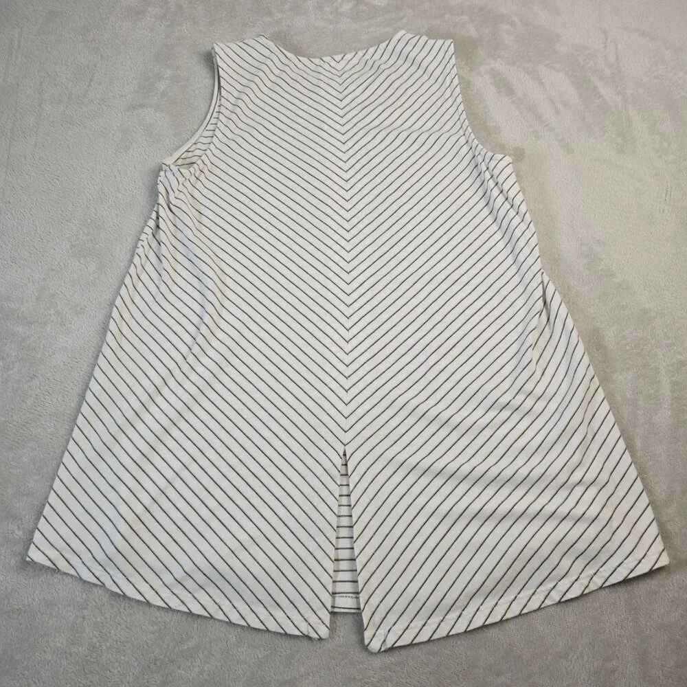 J. Jill Top Womens XS Olive Green White Striped Sleeveless Split Back Summer - Picture 8 of 9